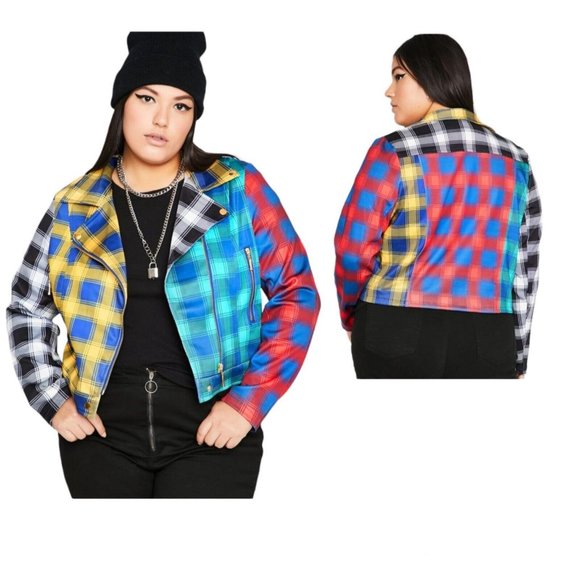 Carmin Women's Tartan Color Block Long Sleeve Patched Plaid Flannel Large - Picture 2 of 15